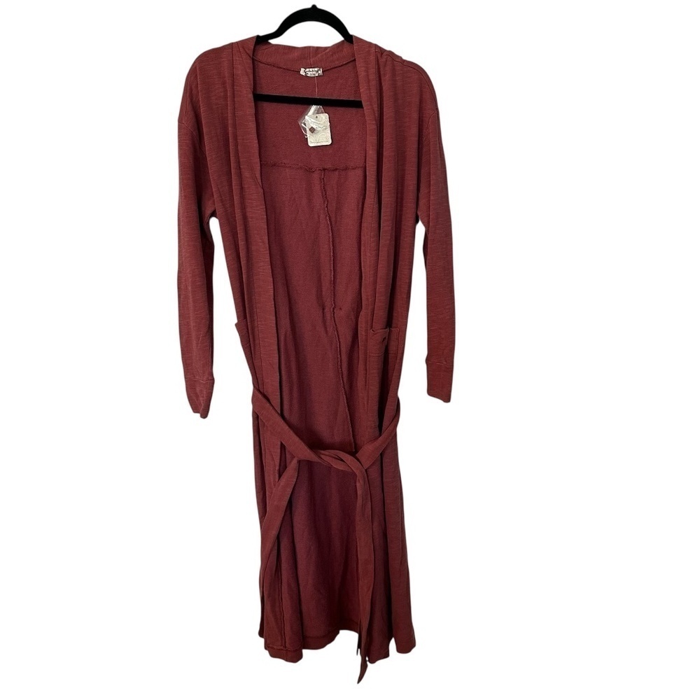 Free People Intimately Womens Long Sleeve Wrap Duster Cardigan in Wine Sz XS NWT